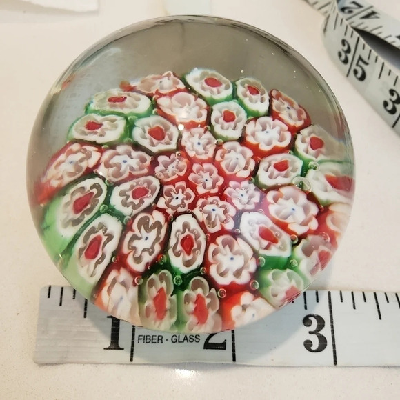 ANTIQUE Blown Glass Millefiori Paperweight Floral - Picture 12 of 13